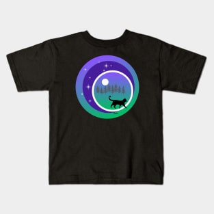 midnight wander- black cat Kids T-Shirt